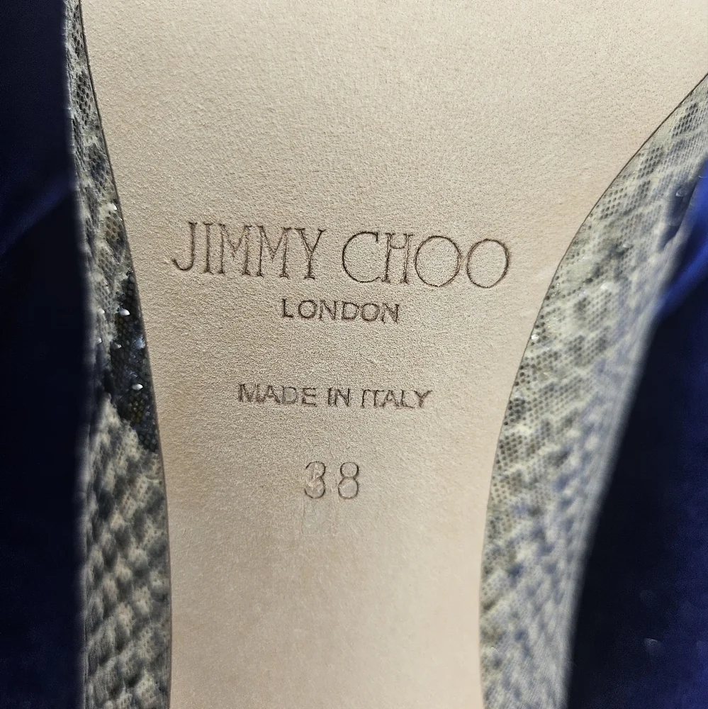 ❤️SPECIAL❤️NWT.JIMMY CHOO Romy 85 In Metallic Snakeprint Leather - Picture 8 of 13